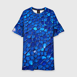 Платье клеш для девочки Блестящие синие отражения, цвет: 3D-принт