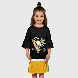 Платье клеш для девочки Питтсбург Пингвинз хоккей, цвет: 3D-принт — фото 2