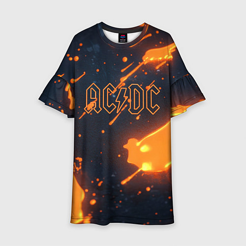 Детское платье ACDC оранжевый логотип / 3D-принт – фото 1