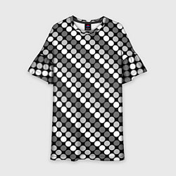 Платье клеш для девочки Белый серый горох на черном ретро, цвет: 3D-принт