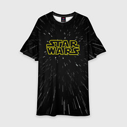 Платье клеш для девочки Звездные войны гиперпрыжок надпись, цвет: 3D-принт