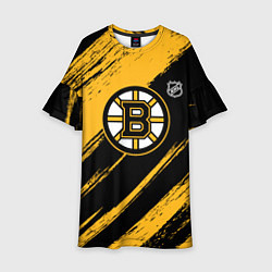 Платье клеш для девочки Бостон Брюинз - брызги краски, цвет: 3D-принт