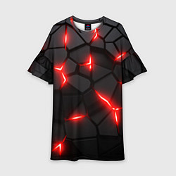 Платье клеш для девочки Красная неоновая броня, цвет: 3D-принт