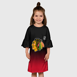 Платье клеш для девочки Чикаго Блэкхокс - градиент, цвет: 3D-принт — фото 2