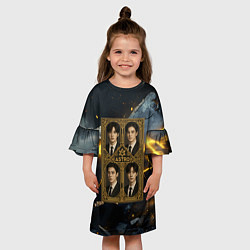 Платье клеш для девочки Astro в золотой рамке, цвет: 3D-принт — фото 2