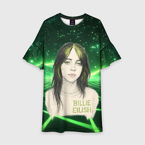 Детское платье Билли Айлиш нарисована с зелеными волосами / 3D-принт – фото 1