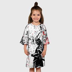 Платье клеш для девочки Самурай - брызги красок, цвет: 3D-принт — фото 2