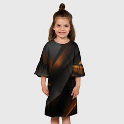 Платье клеш для девочки Черная текстура с углами, цвет: 3D-принт — фото 2