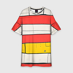 Платье клеш для девочки Красные полоски, цвет: 3D-принт