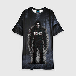 Платье клеш для девочки Bones в стиле ужасов, цвет: 3D-принт