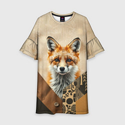 Платье клеш для девочки Удивительный рыжий лисёнок, цвет: 3D-принт