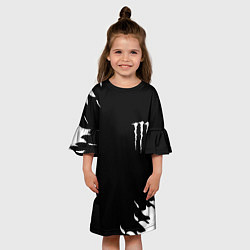 Платье клеш для девочки Monster energy fire white, цвет: 3D-принт — фото 2