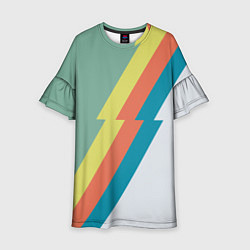Платье клеш для девочки Рок молния Боуи весенняя палитра, цвет: 3D-принт