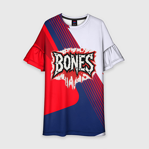 Детское платье Bones лого на красной краске / 3D-принт – фото 1