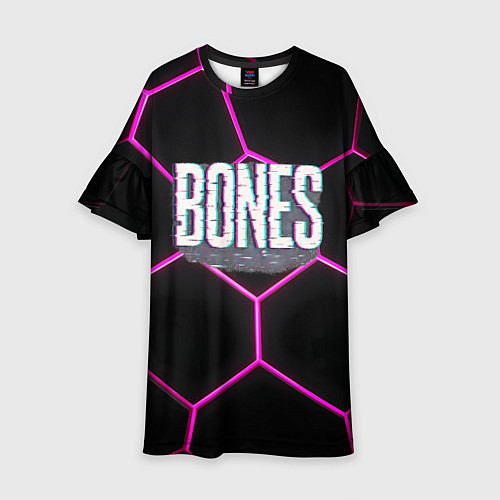 Детское платье Bones белый глитч лого / 3D-принт – фото 1