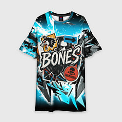 Платье клеш для девочки Bones логотип в стиле стикеров, цвет: 3D-принт