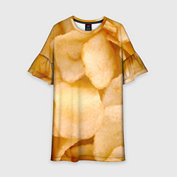 Платье клеш для девочки Чипсы текстура, цвет: 3D-принт