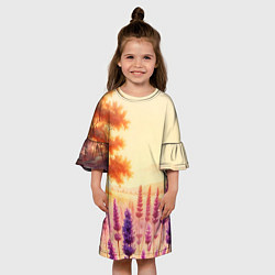 Платье клеш для девочки Поле цветочное, цвет: 3D-принт — фото 2