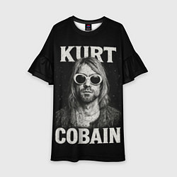 Платье клеш для девочки Курт Кобейн - гранж-арт, цвет: 3D-принт