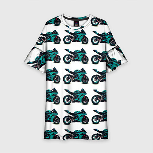Детское платье Motorbike light blue / 3D-принт – фото 1
