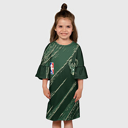 Платье клеш для девочки Милуоки Бакс - линии с потертостями, цвет: 3D-принт — фото 2