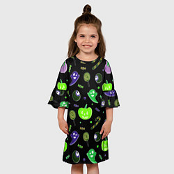 Платье клеш для девочки Halloween black pumpkin pattern, цвет: 3D-принт — фото 2