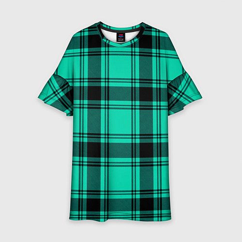 Детское платье Checkered turquoise / 3D-принт – фото 1