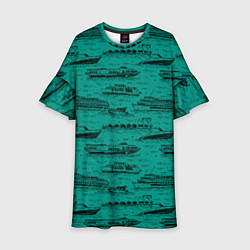 Платье клеш для девочки Корабли плывут по Неве, цвет: 3D-принт