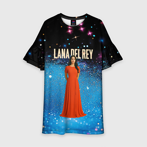 Детское платье Lana Del Rey в оранжевом длинном платье / 3D-принт – фото 1