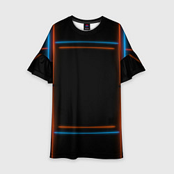 Платье клеш для девочки Neon black red blue, цвет: 3D-принт