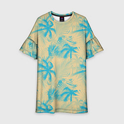 Детское платье Palm light blue beige