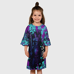 Платье клеш для девочки Неоновый призрак самурая, цвет: 3D-принт — фото 2