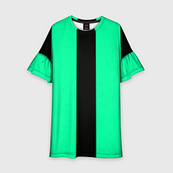 Платье клеш для девочки Color turquoise black line, цвет: 3D-принт
