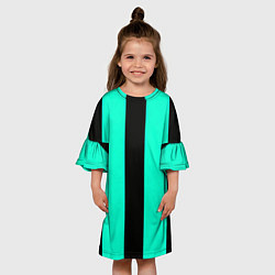 Платье клеш для девочки Color light blue white line, цвет: 3D-принт — фото 2