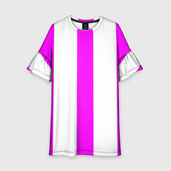 Платье клеш для девочки Color white pink lines, цвет: 3D-принт