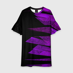 Платье клеш для девочки Color purple black stripes, цвет: 3D-принт