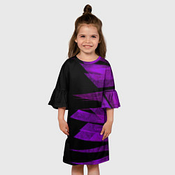 Платье клеш для девочки Color purple black stripes, цвет: 3D-принт — фото 2