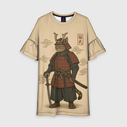 Платье клеш для девочки Кот мастер самурай, цвет: 3D-принт