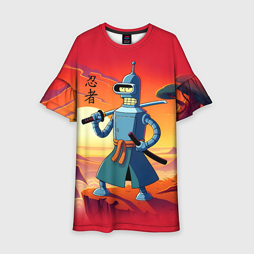 Детское платье Бендер ниндзя в Японском пейзаже / 3D-принт – фото 1