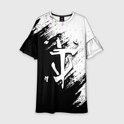 Детское платье Doom штрихи красок черные / 3D-принт – фото 1