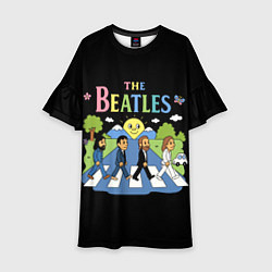 Платье клеш для девочки The Beatles, мультяшный стиль, цвет: 3D-принт