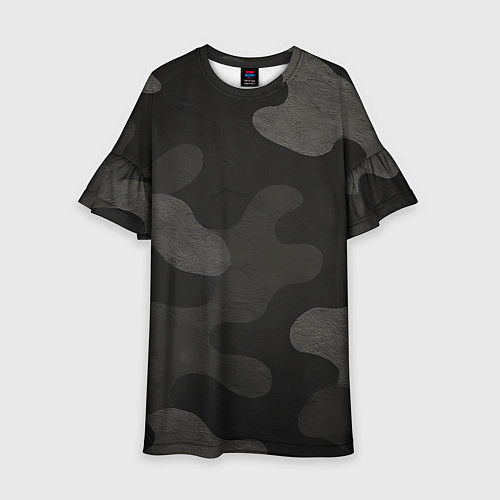 Детское платье Черно-серый камуфляж / 3D-принт – фото 1