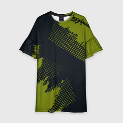 Платье клеш для девочки Абстрактная текстура в зеленом, цвет: 3D-принт