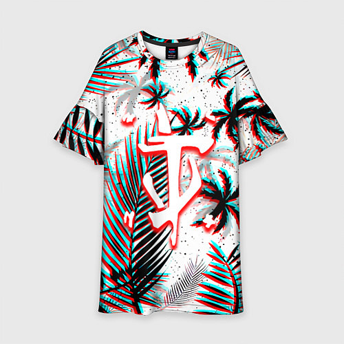 Детское платье Doom тропики глитч / 3D-принт – фото 1