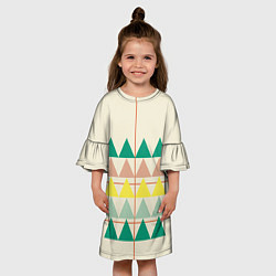Платье клеш для девочки Абстрактный лес - треугольники на светлом, цвет: 3D-принт — фото 2