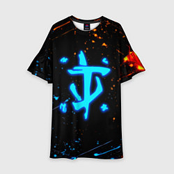 Платье клеш для девочки Doom лёд и пламя краски, цвет: 3D-принт