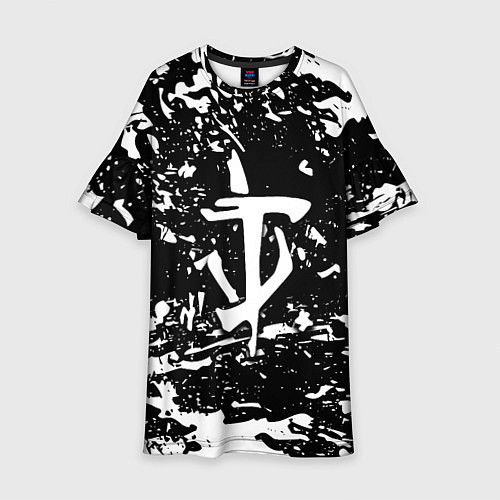 Детское платье Doom краски белые штрихи / 3D-принт – фото 1