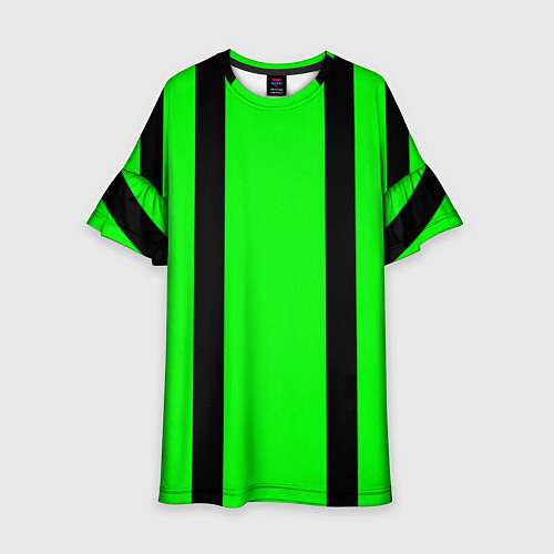 Детское платье Color black and green stripes / 3D-принт – фото 1