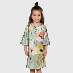 Платье клеш для девочки Цветы и цветочки, цвет: 3D-принт — фото 2
