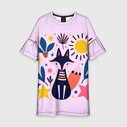 Платье клеш для девочки Под солнцем и звёздами, цвет: 3D-принт